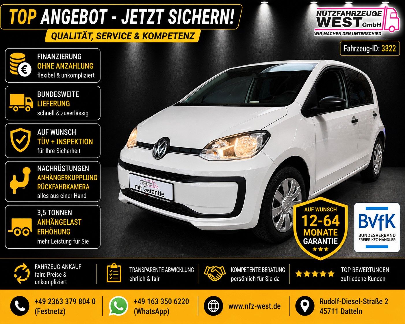VW up! 1.0 Load up *LKW Zulassung*Garantie*1.Hand*