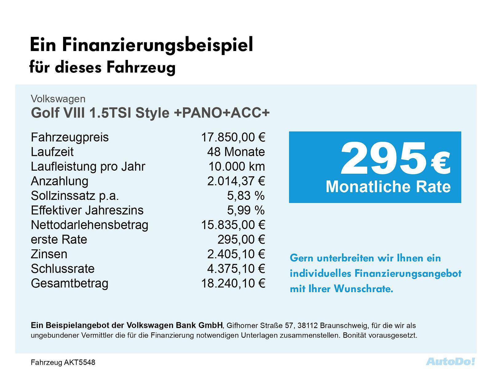 Volkswagen Golf VIII 1.5TSI Style +PANO+ACC+