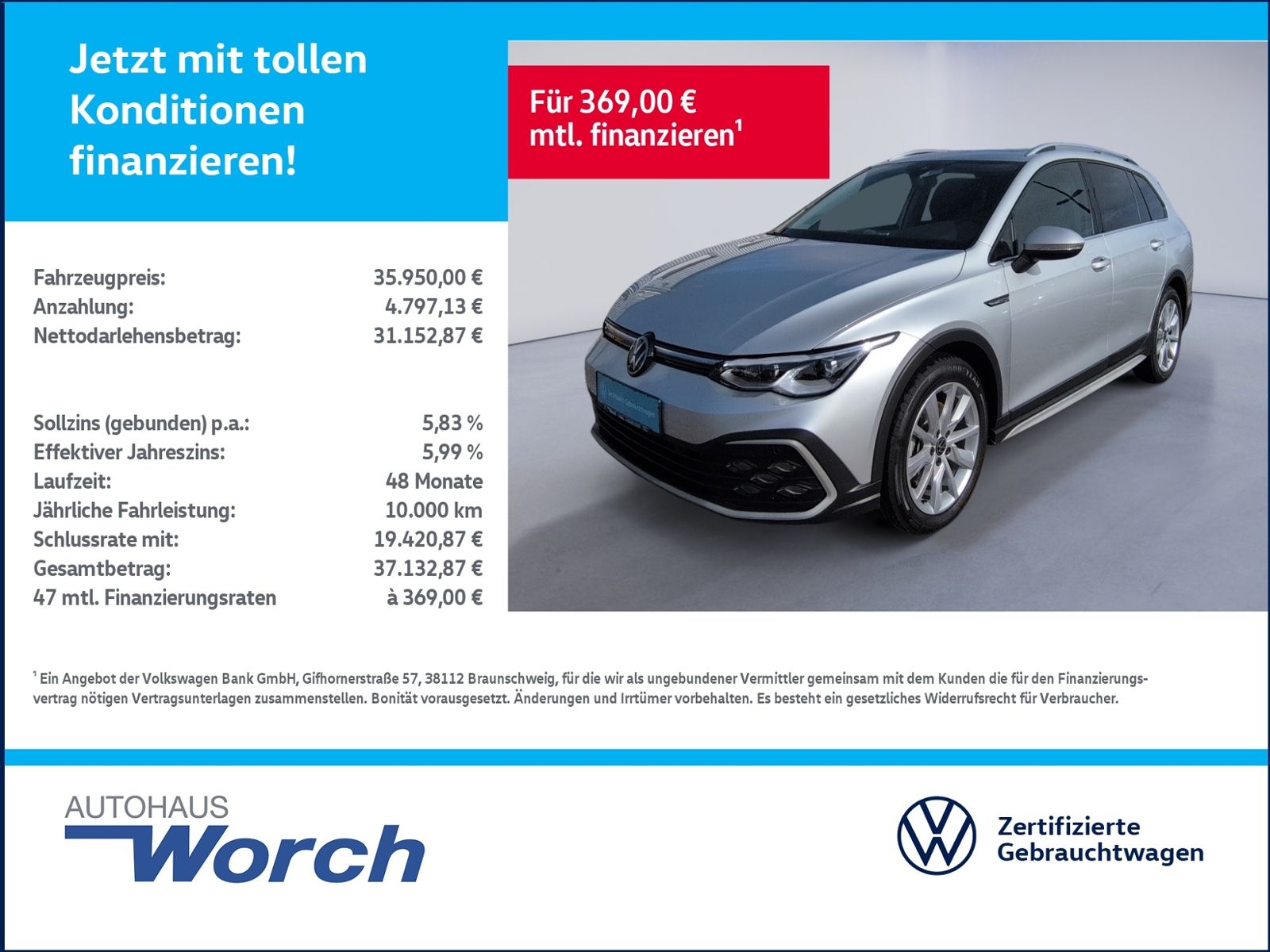 Golf VIII Alltrack 2.0 TDI DSG KAMERA+PANO+STHZ