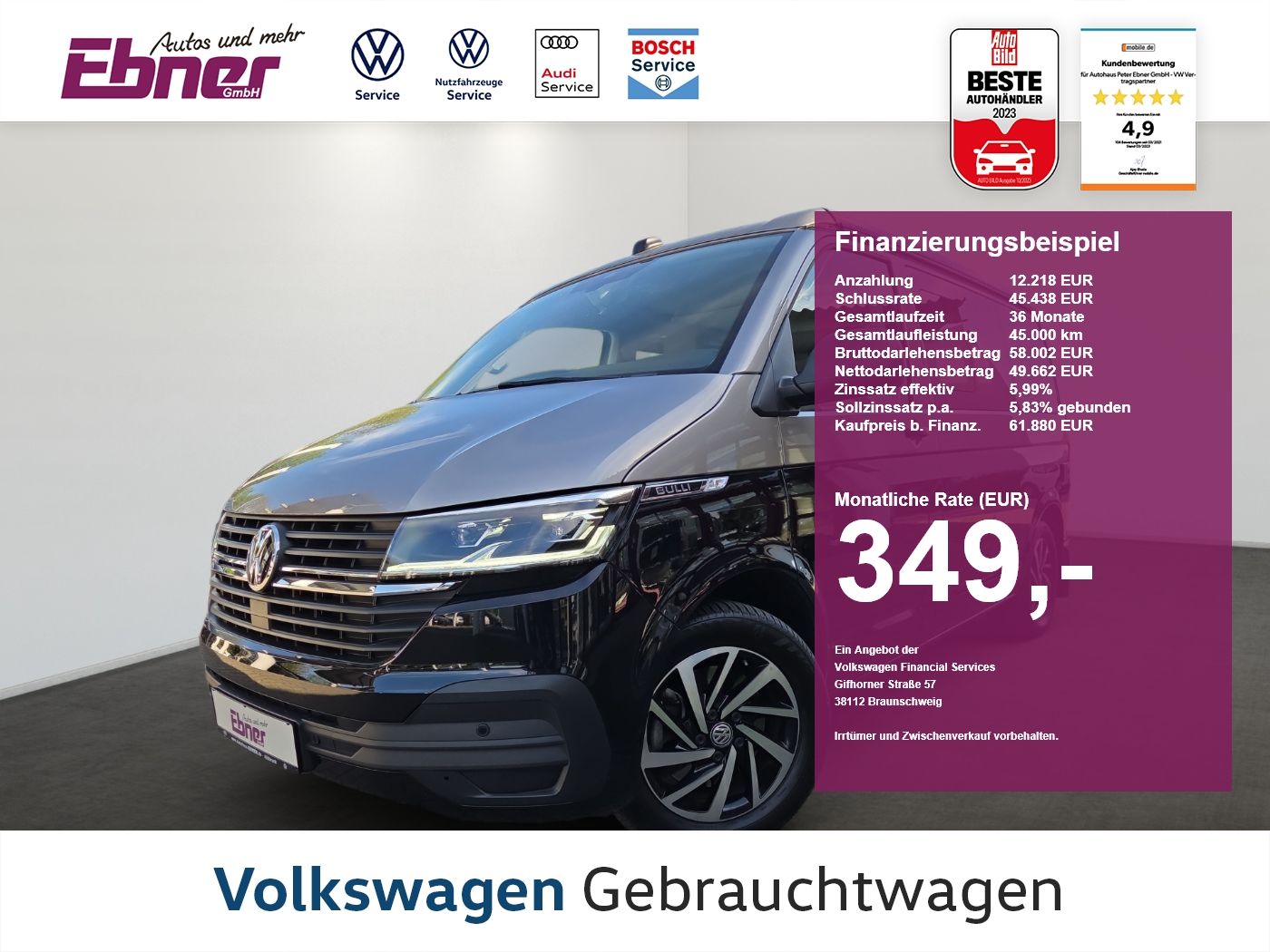 Volkswagen T6 California T6.1 BEACH CAMPER 4MOTION NP:103tE