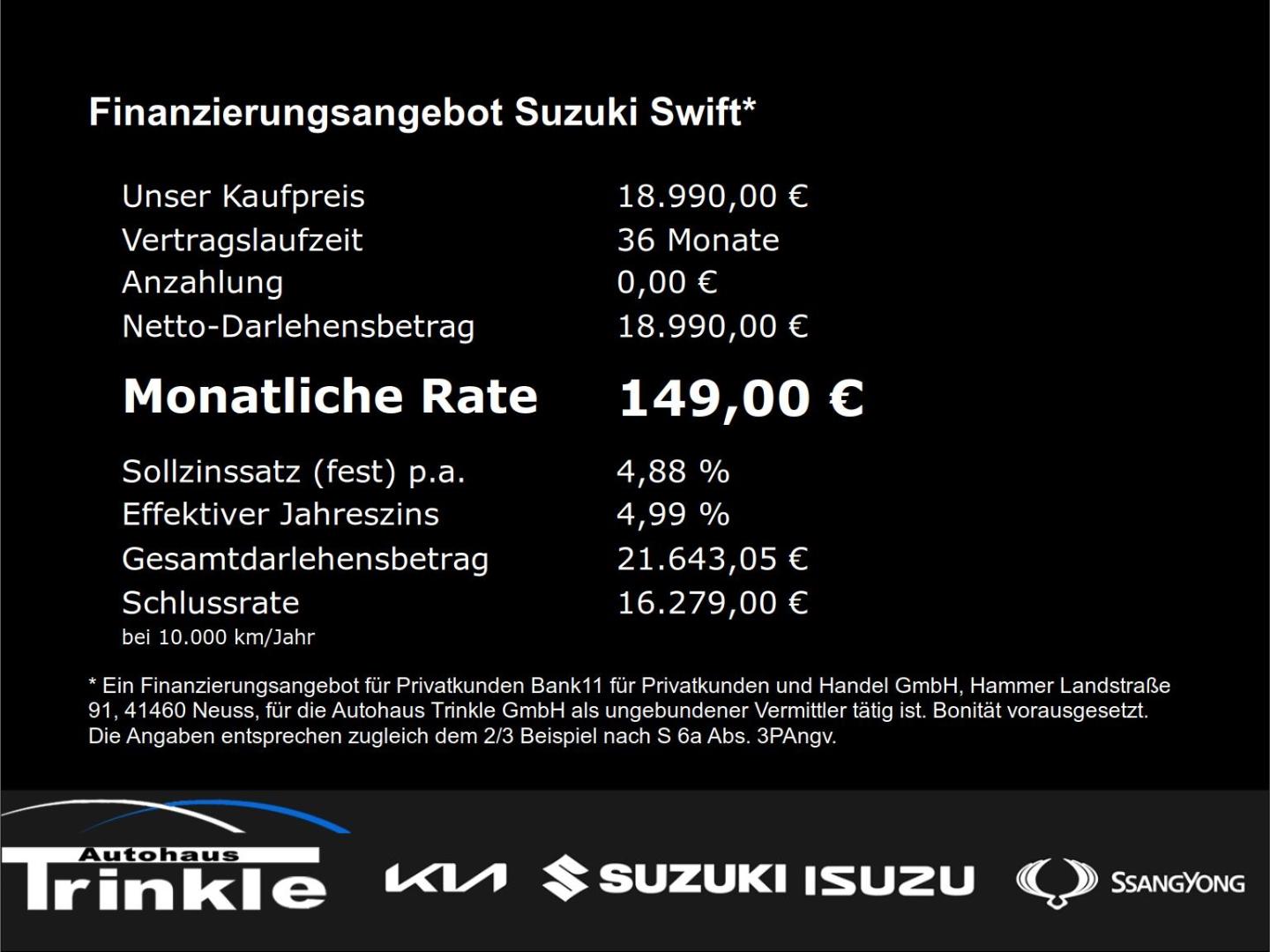 Suzuki Swift Comfort+ 149,-€/MTL. OHNE ANZAHLUNG!!