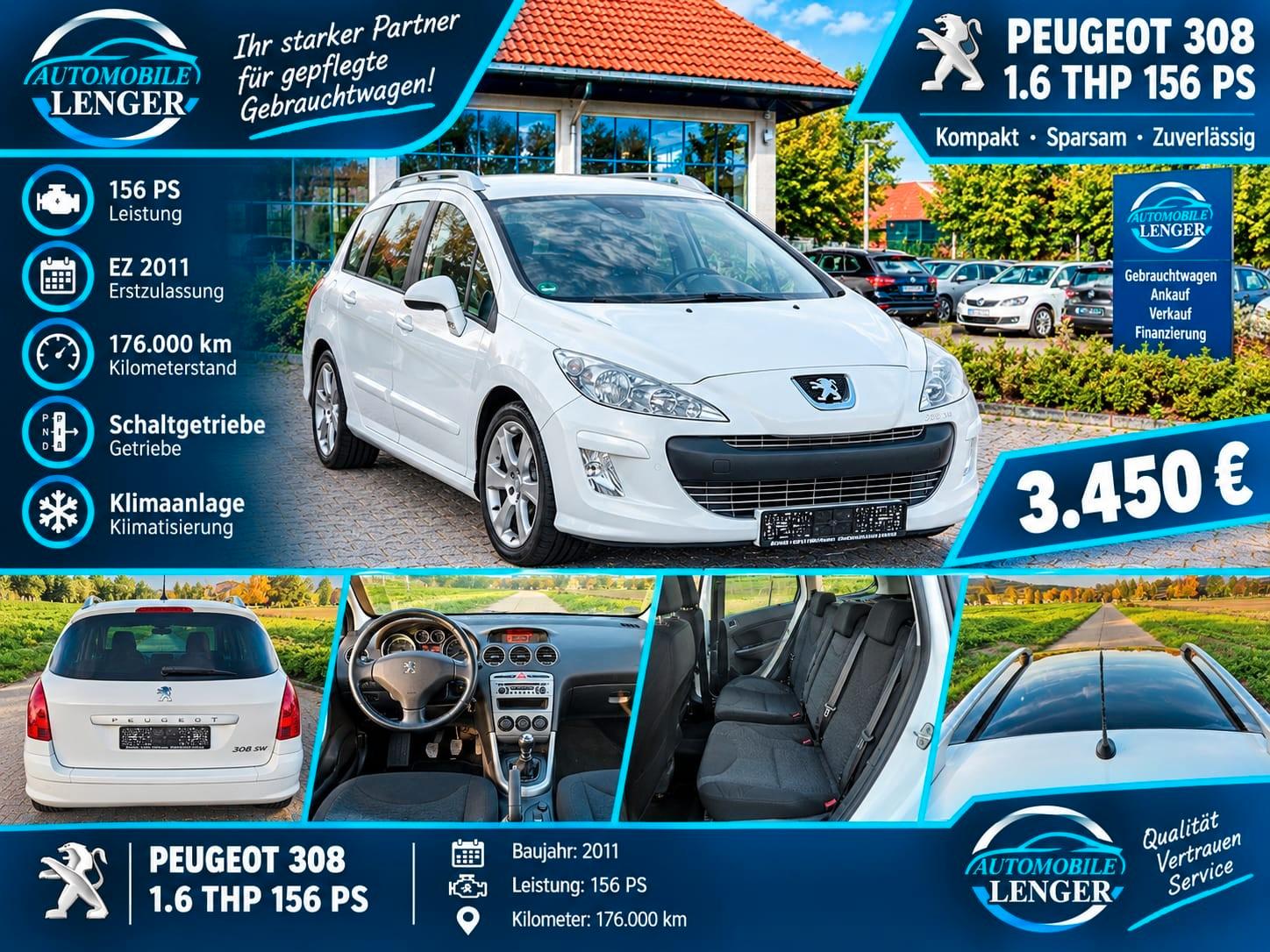 Peugeot 308 2011 — rear view