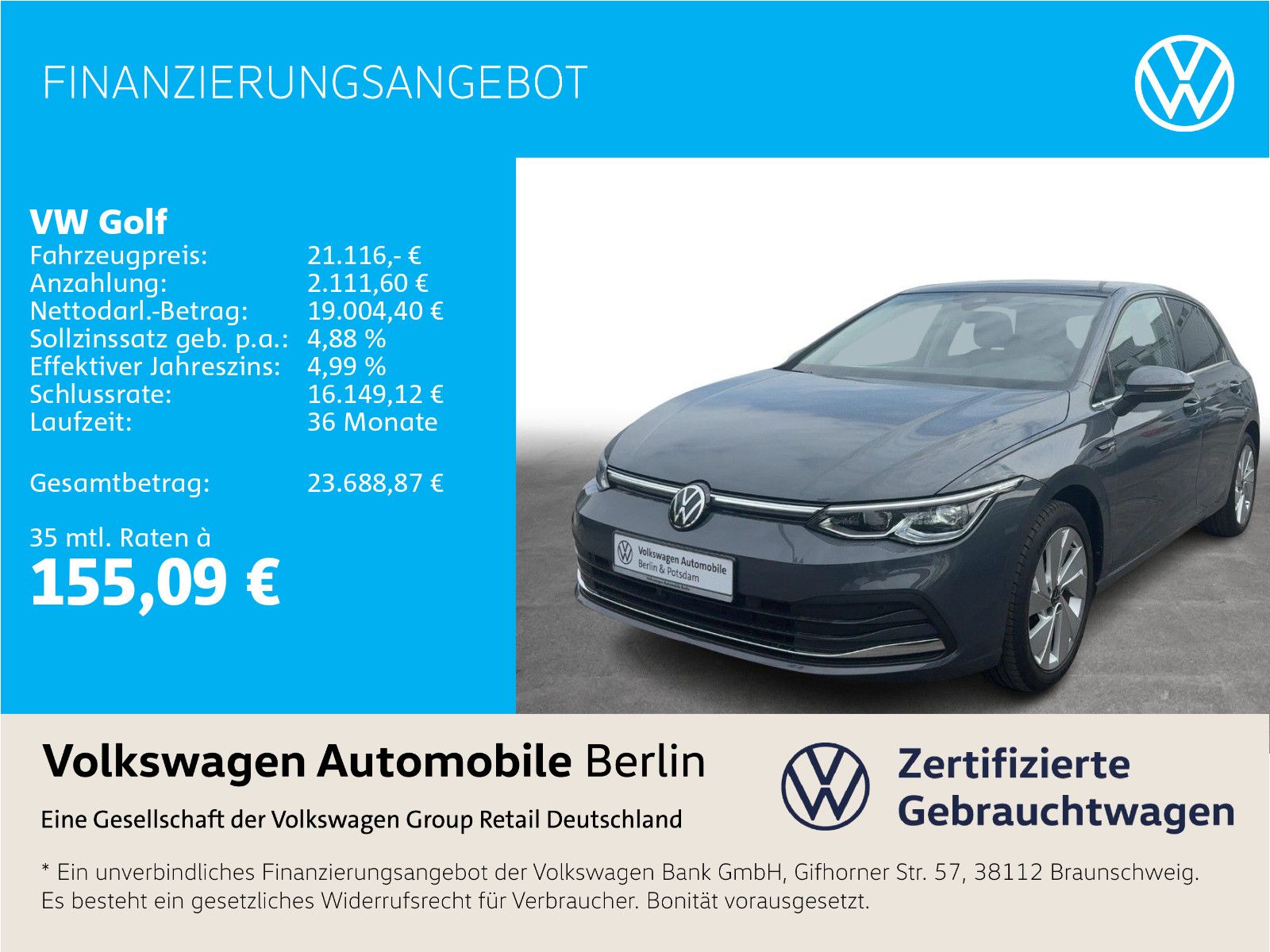 Volkswagen Golf VIII 1.5 eTSI DSG Style Pano Navi LED SHZ