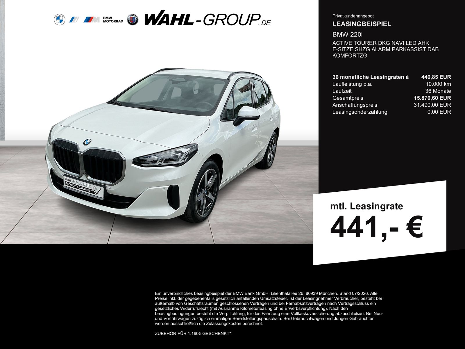 BMW 220i ACTIVE TOURER DKG NAVI LED AHK E-SITZE SHZG