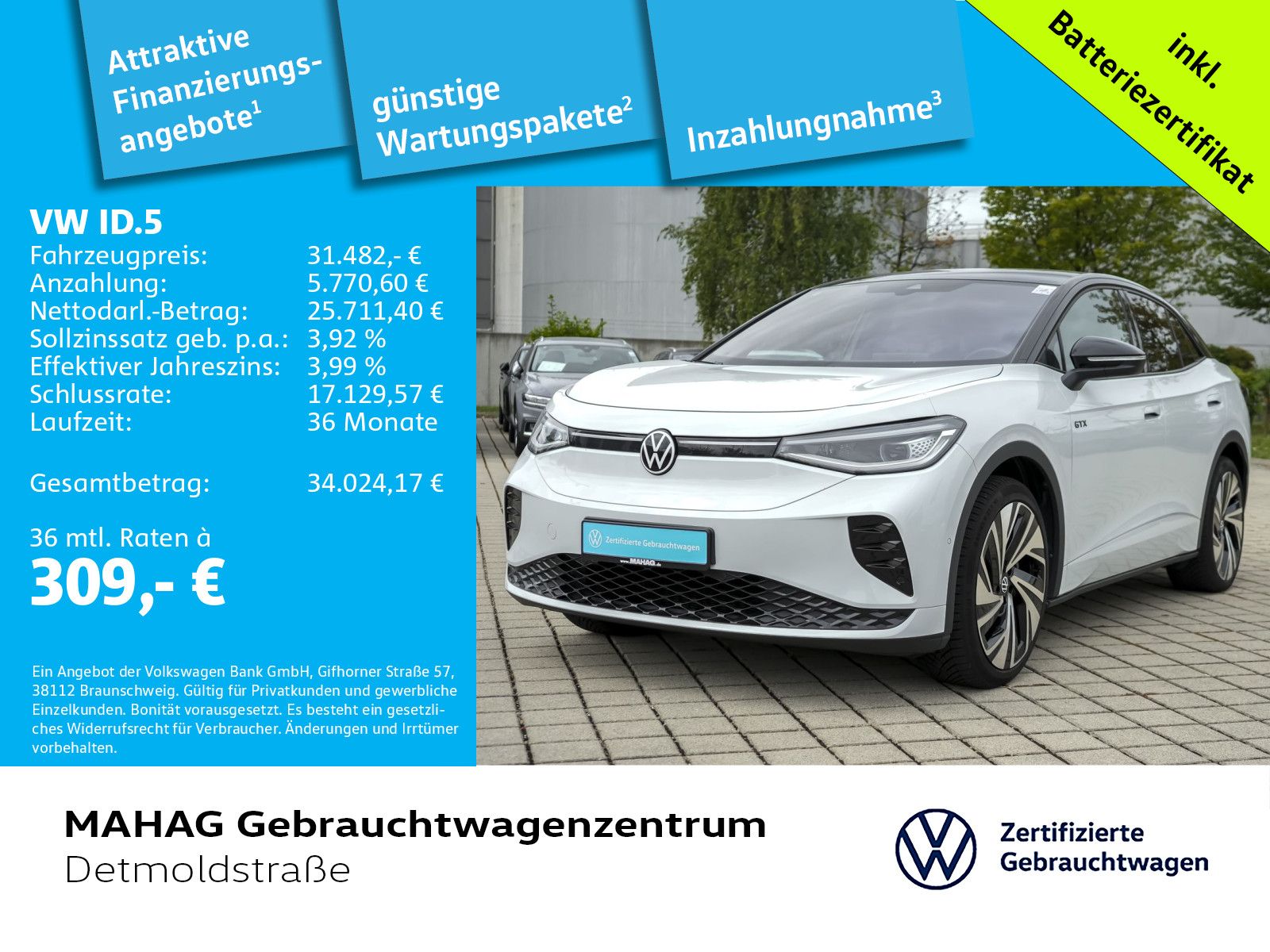 Volkswagen ID.5 GTX 210 kW 4 Mot AHK IQ.Light Navi ParkAssi foto 2