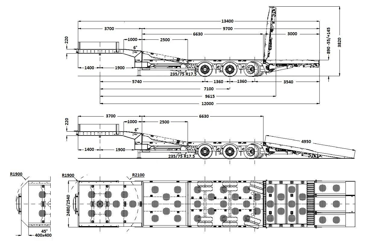 Faymonville 3-Achs-Semi-hydr. Ladeboden u. abklappbarem Heck