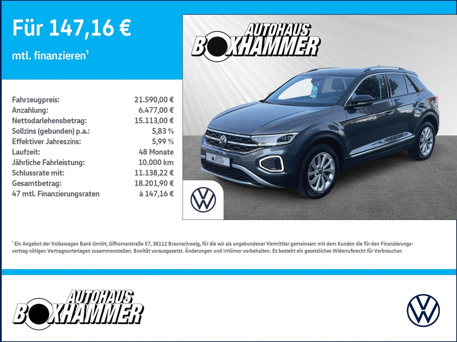 Volkswagen T-Roc 1,0 TSI Style NAVI+ELE.HECKKLAPPE+RÜCK.KAM