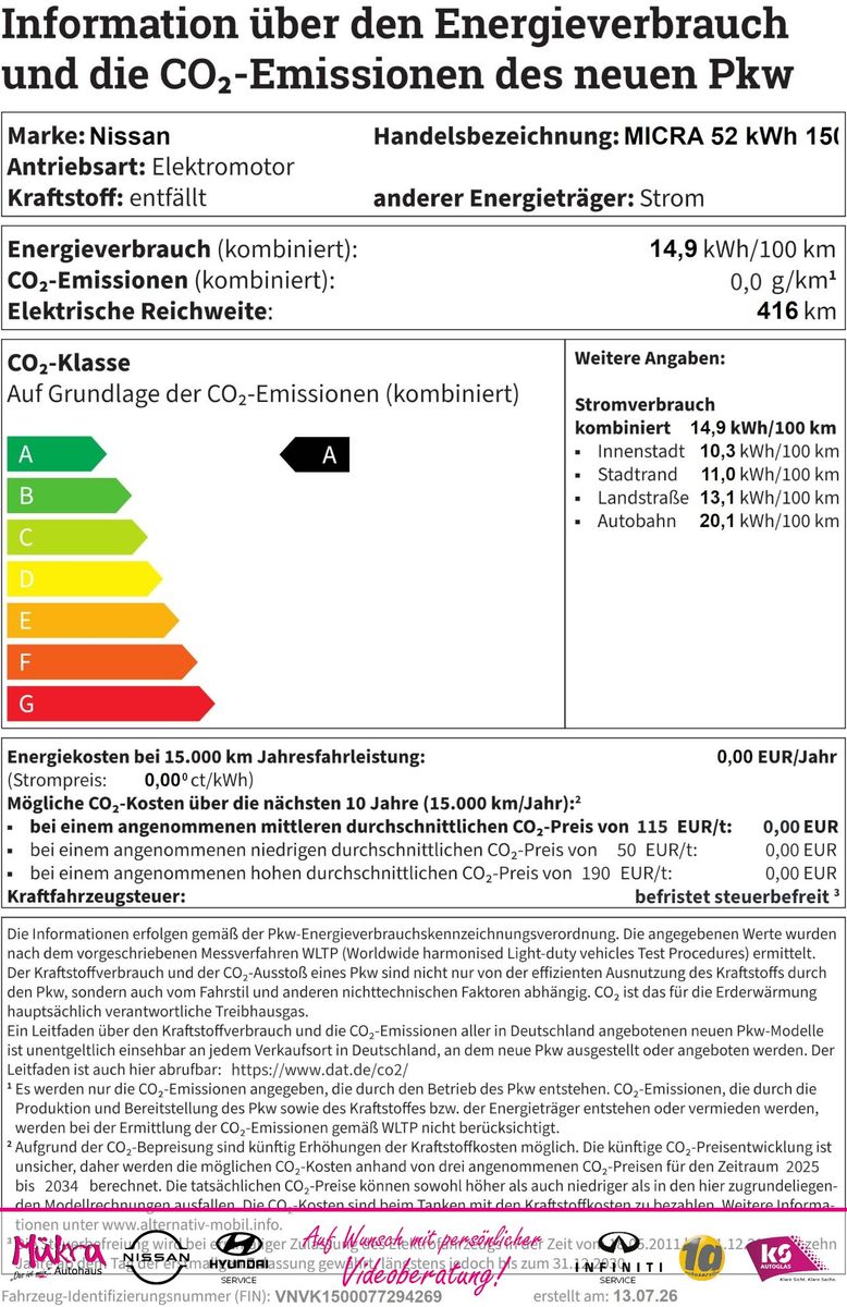Nissan MICRA 52 kWh 150PS EVOLVE Klima Navi Leder