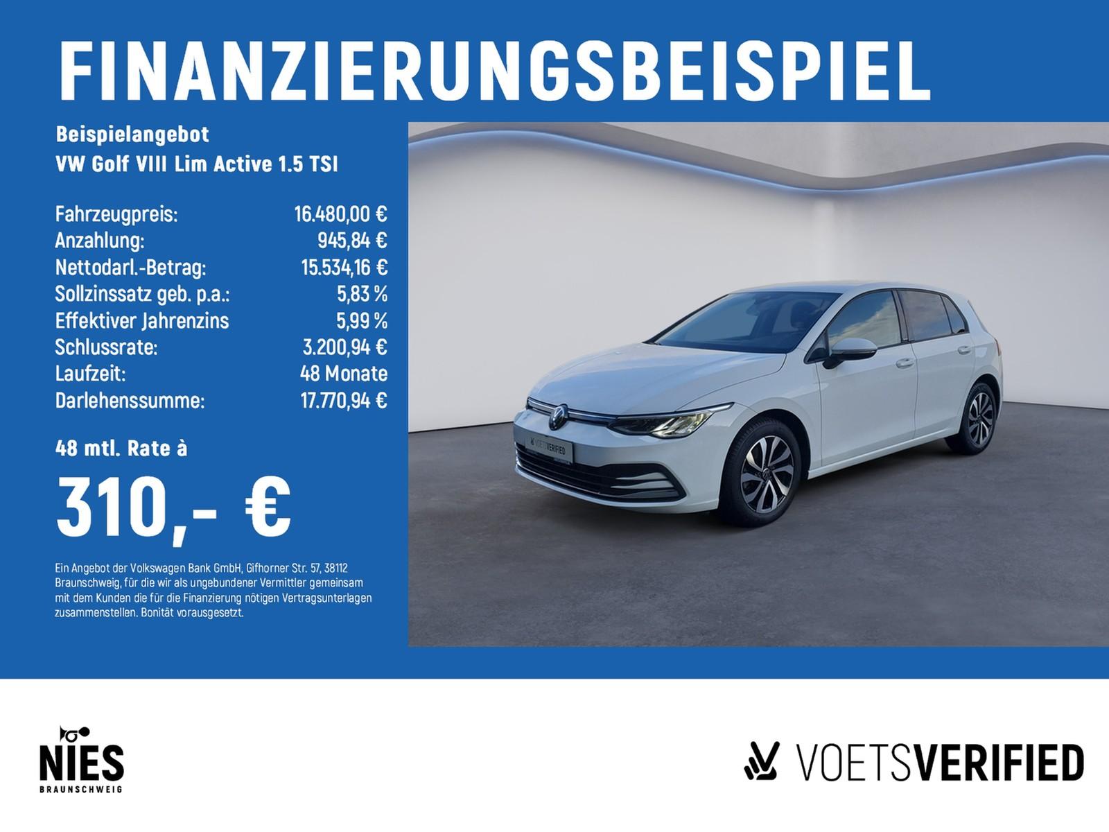 Volkswagen Golf VIII Lim Active 1.5 TSI LED+PDC+SHZ+KLIMA