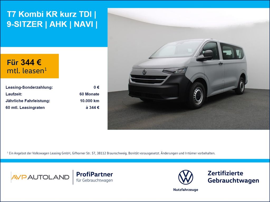 Volkswagen T7 Kombi KR kurz TDI | 9-SITZER | AHK | NAVI |