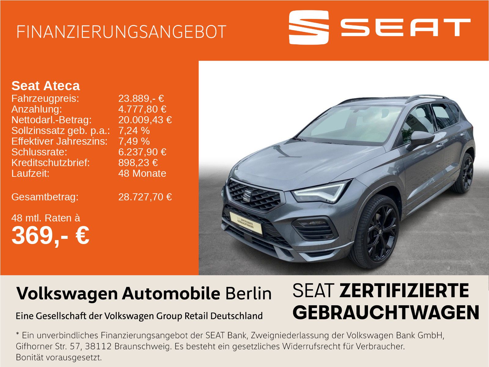 Seat Ateca 1.5 TSI DSG FR Climatronic LED SHZ GRA
