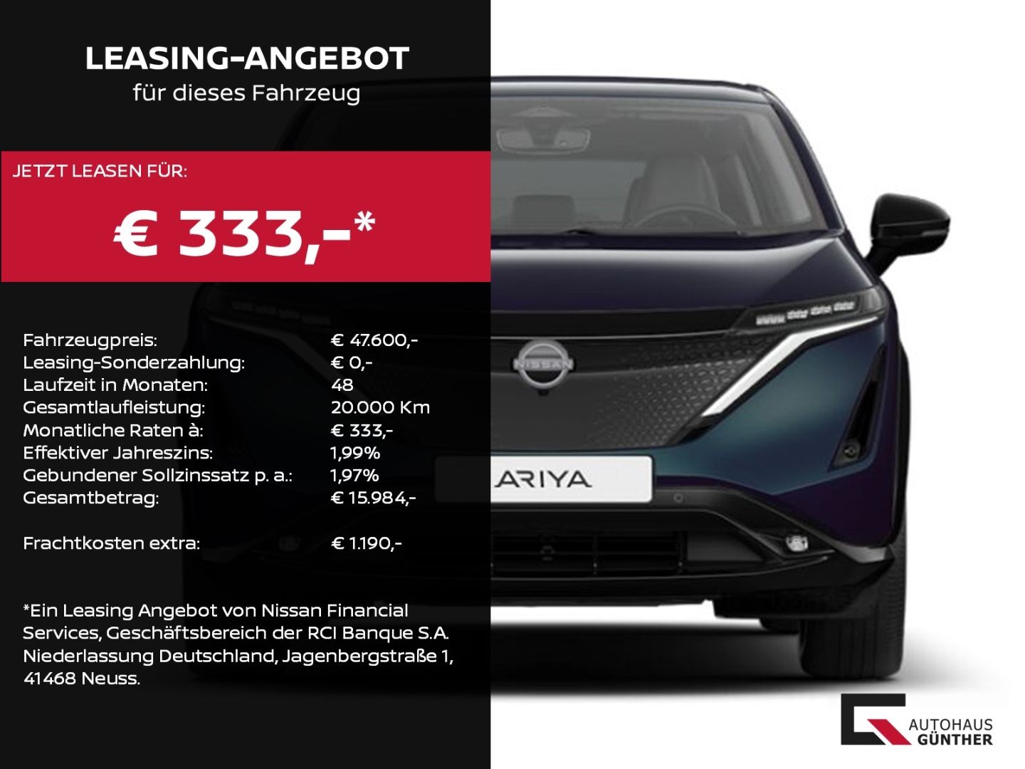 Nissan Ariya 87kWh ADVANCE 20Zoll/ Winter/360°/Navi