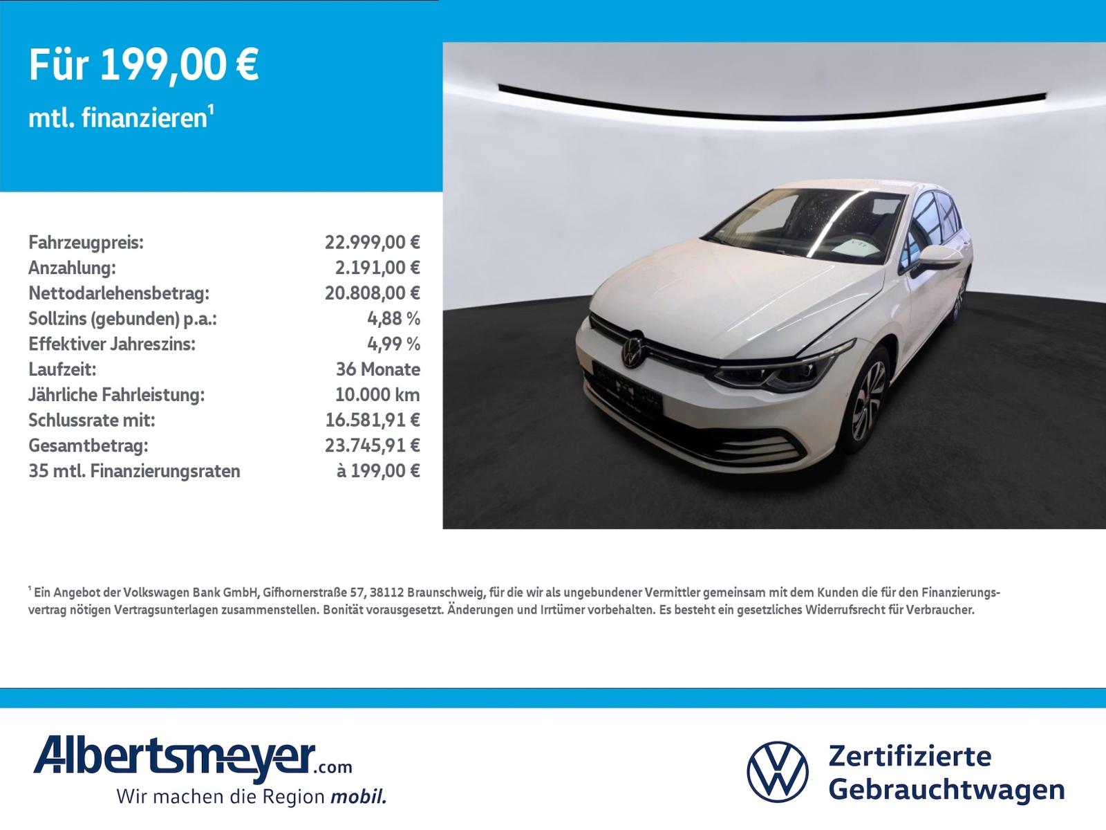 Volkswagen Golf VIII 1.5 TSI Active +STANDHEIZUNG+LED+NAVI