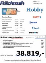 Hobby 560 CFe Excellent 2000kg, Movervorbereitung - Angebote