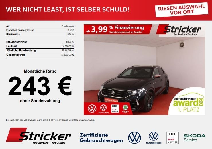 Volkswagen T-ROC R 2.0TSI DSG 243,-ohne Anzahlung Pano Lede