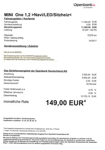 Fahrzeugabbildung MINI ONE -Navi/LED/Sitzheiz/PDC<