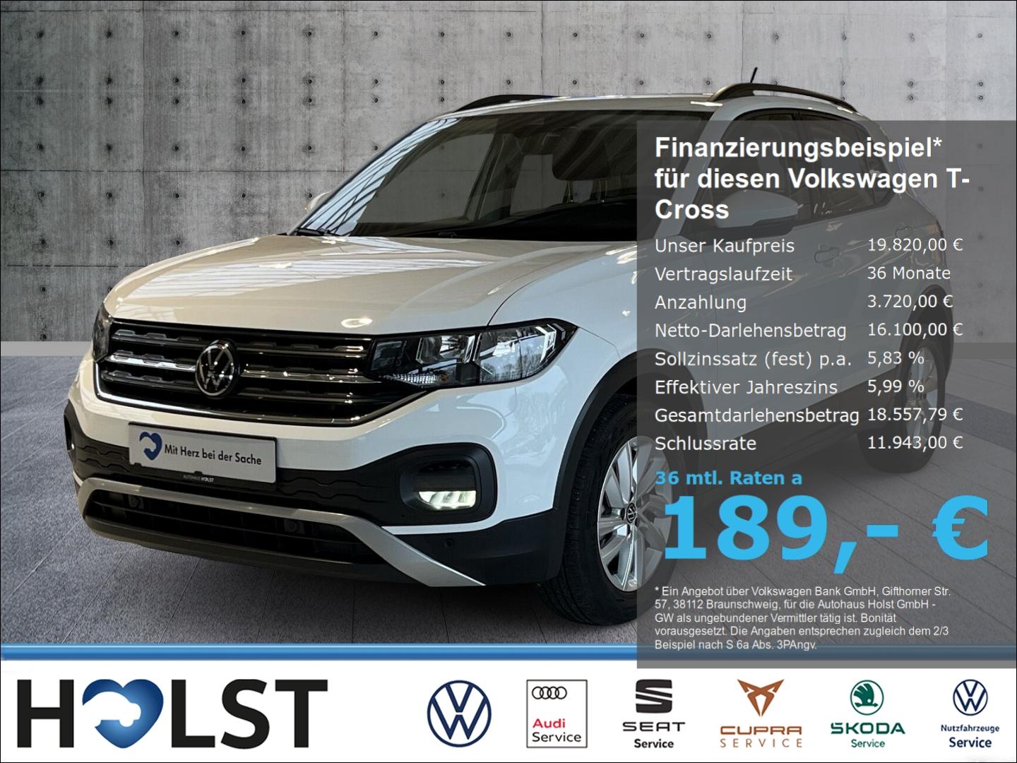 Volkswagen T-Cross 1.0TSI Life App-C Sitzh ACC Climatronic