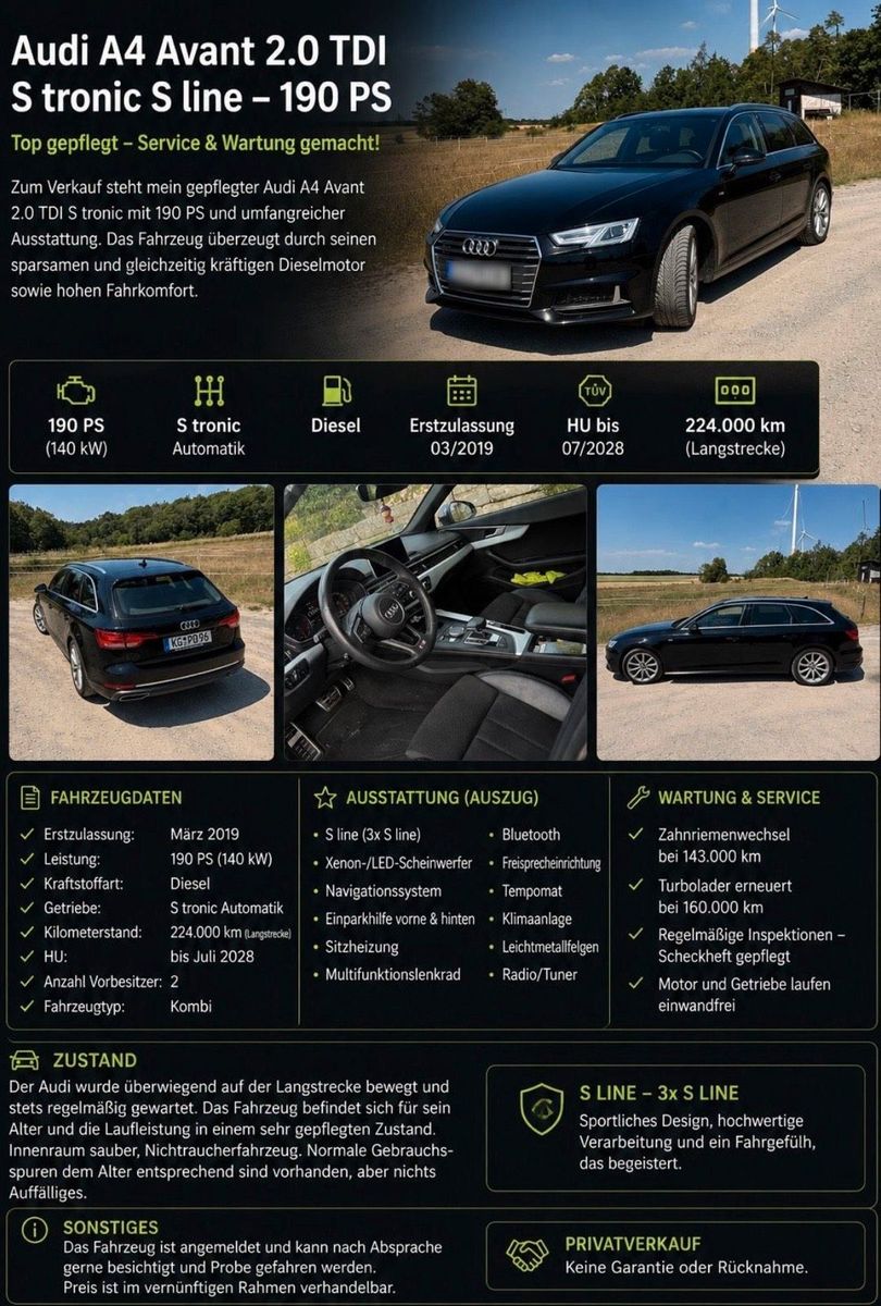 AUDI Audi A4 2.0TDI 140kw S tronic Sport