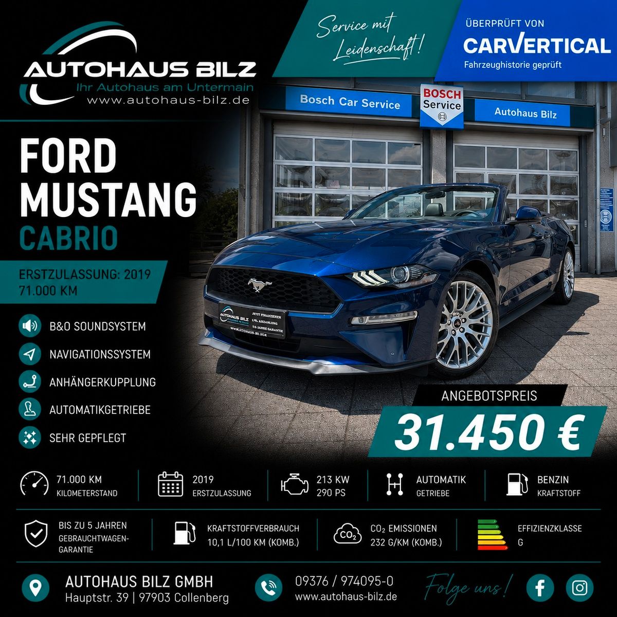 Gebrauchtwagen Ford Mustang Mustang Convertible*Deutsch*Sitzbelüftung*B&O in Würzburg