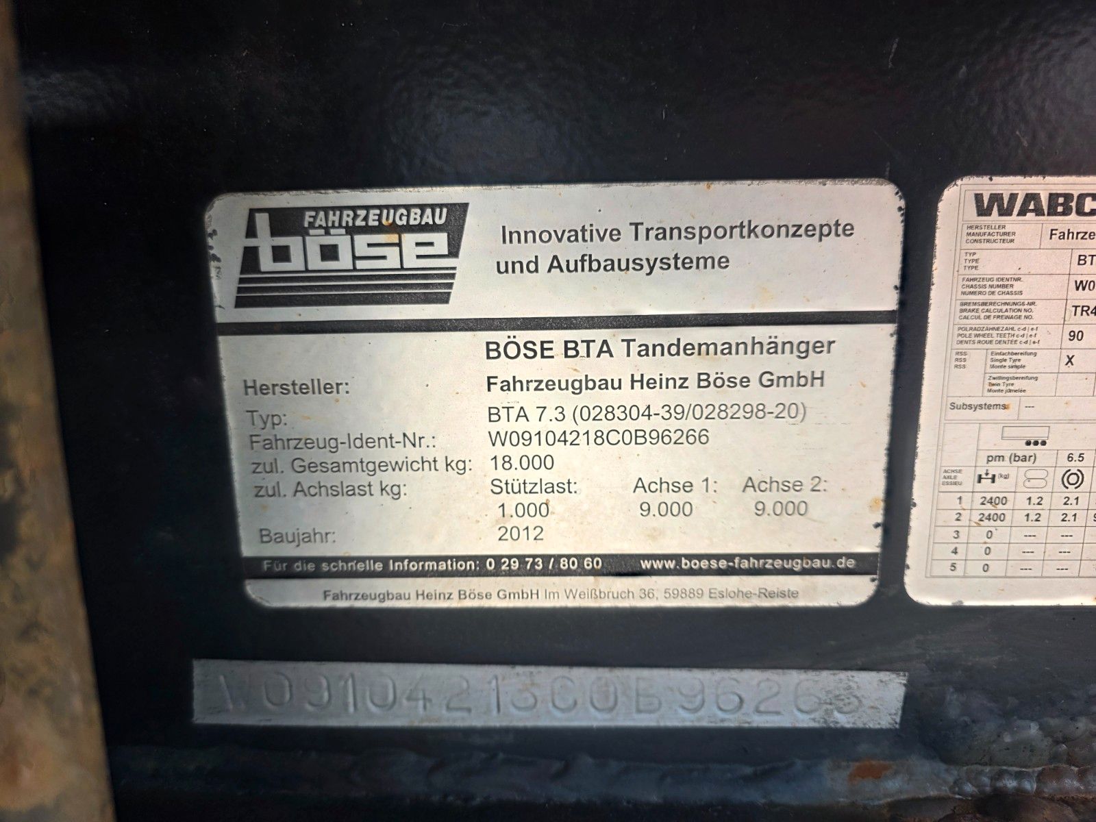 Fahrzeugabbildung Andere Böse BTA 7.3 Schwenkwand LBW Bär 2.000kg