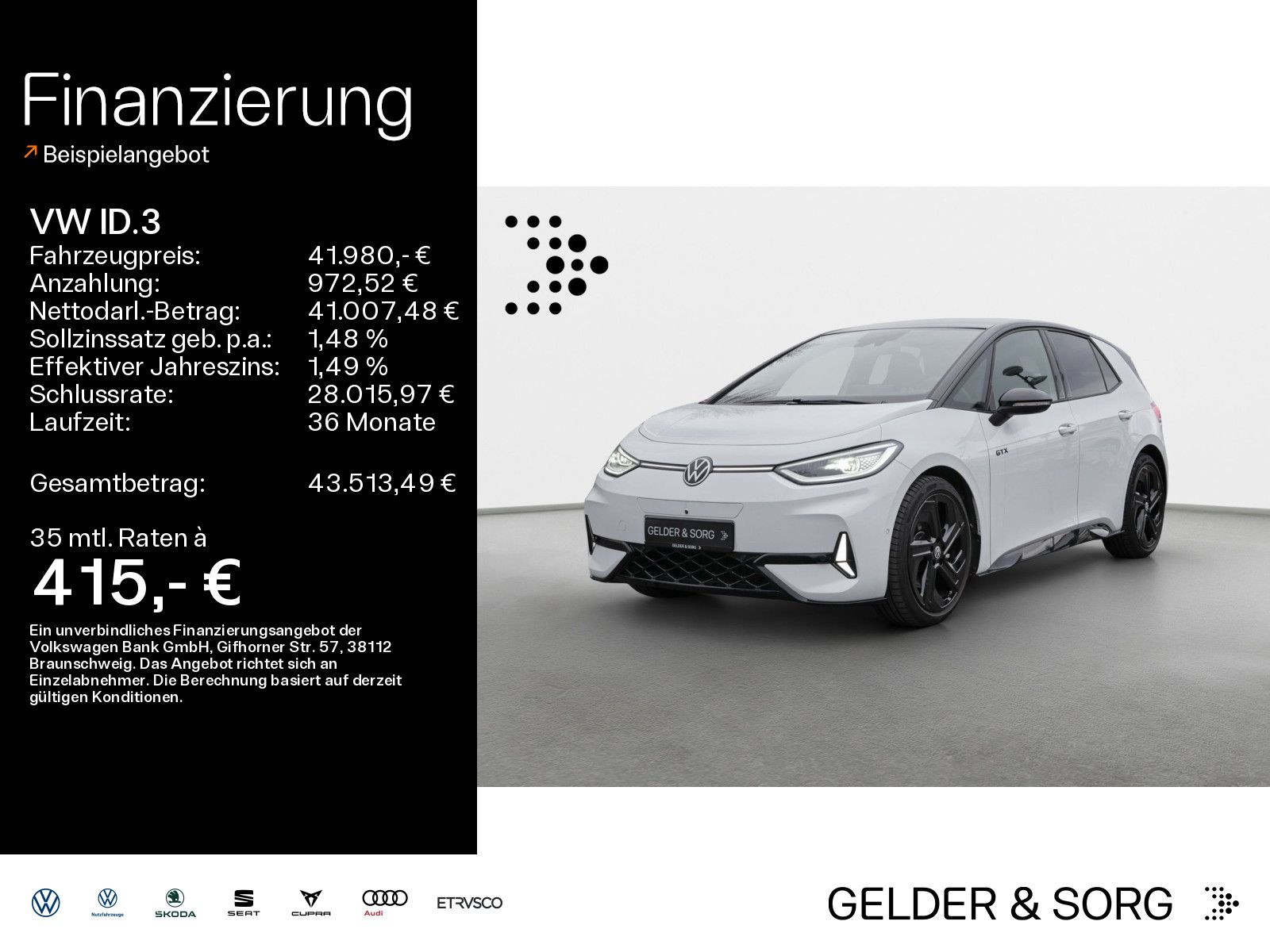 Volkswagen ID.3 GTX Matrix*H&K*AHK*Massage*Pano*HuD*360°
