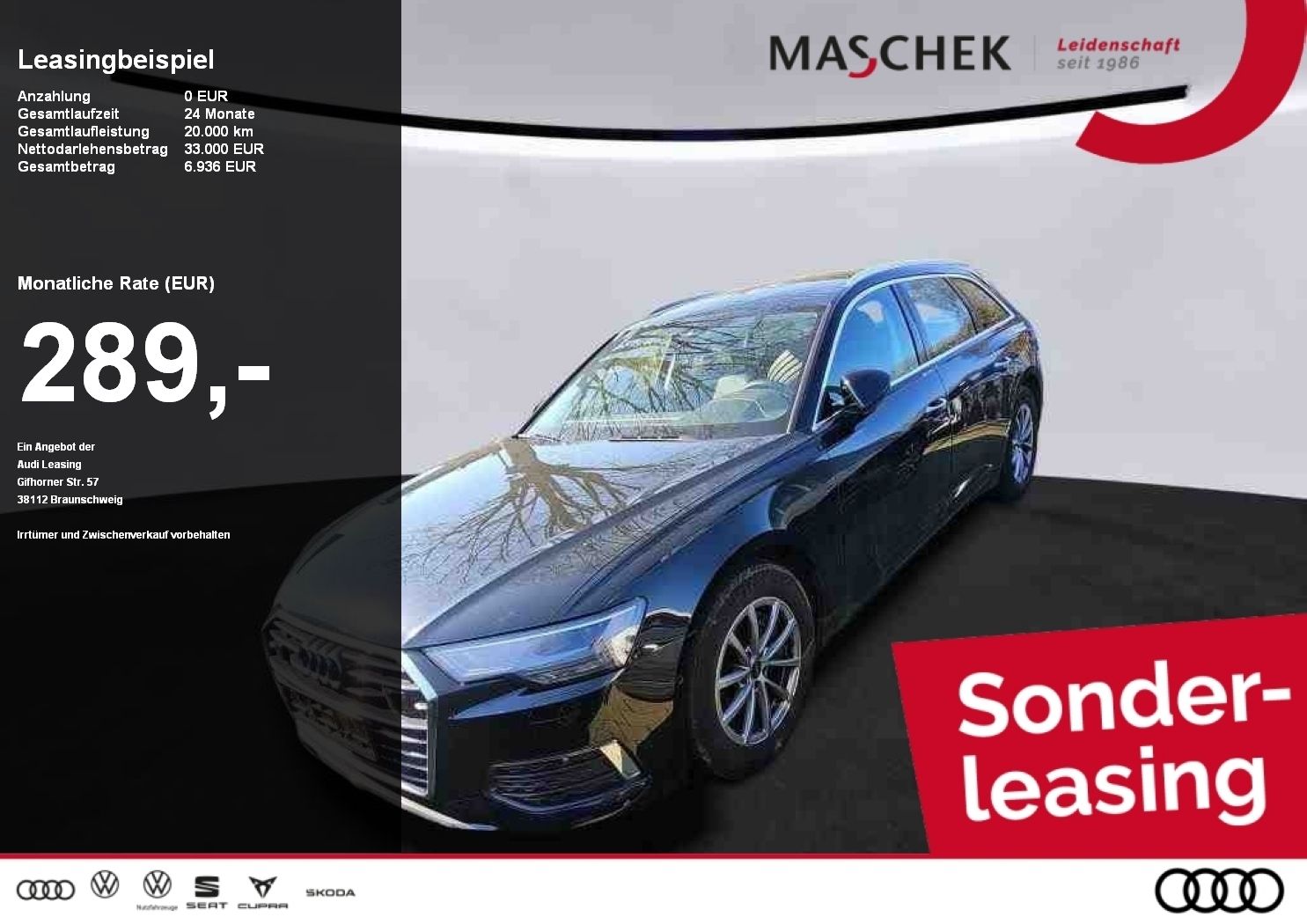 Audi A6 Avant Design 45 TFSI Sonderleasing ohne zzgl