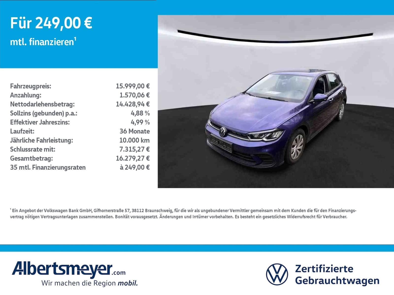 Volkswagen Polo 1.0 Fresh +KLIMA+PARKPILOT+APP