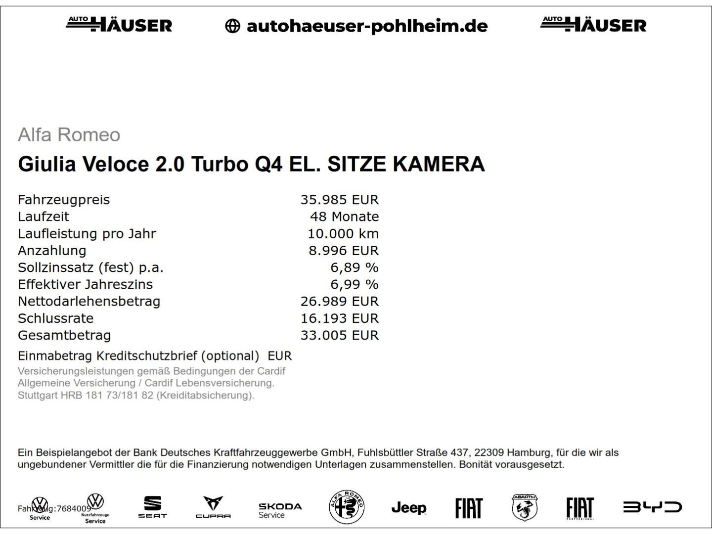Alfa Romeo Giulia Veloce 2.0 Turbo Q4 EL. SITZE KAMERA ALLW imagem 2