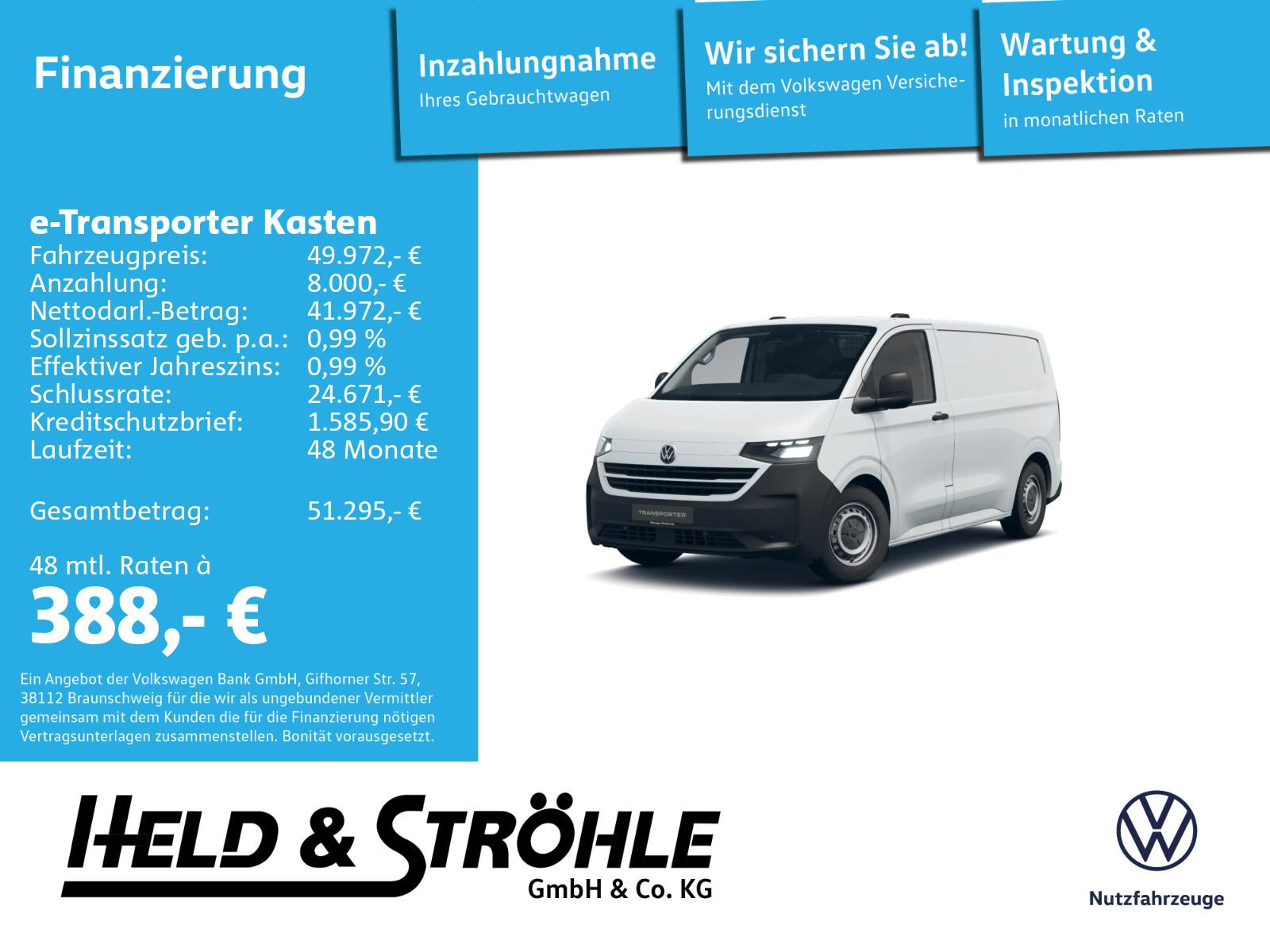 Volkswagen T7 e-Transporter Kasten 160 kW kurz,AKTIONSAUTO!