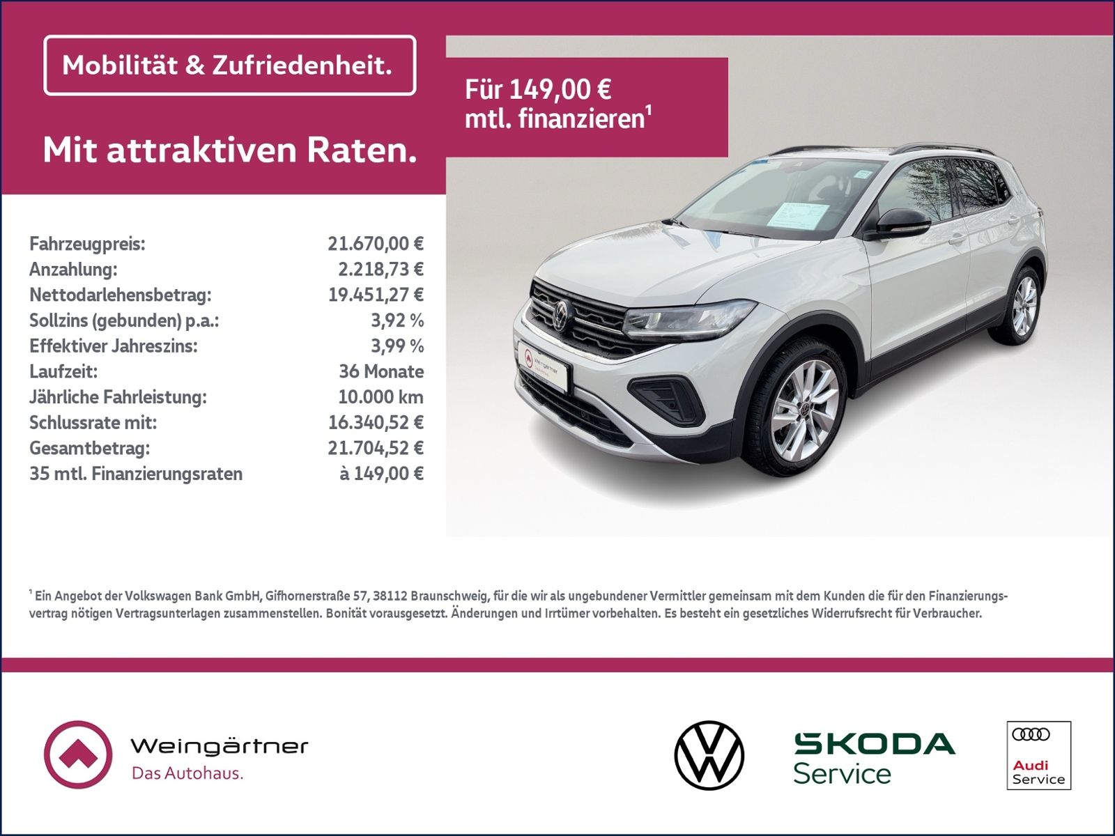 T-Cross 1.0 TSI GOAL, Navi, ACC, 17" Alu, Travel