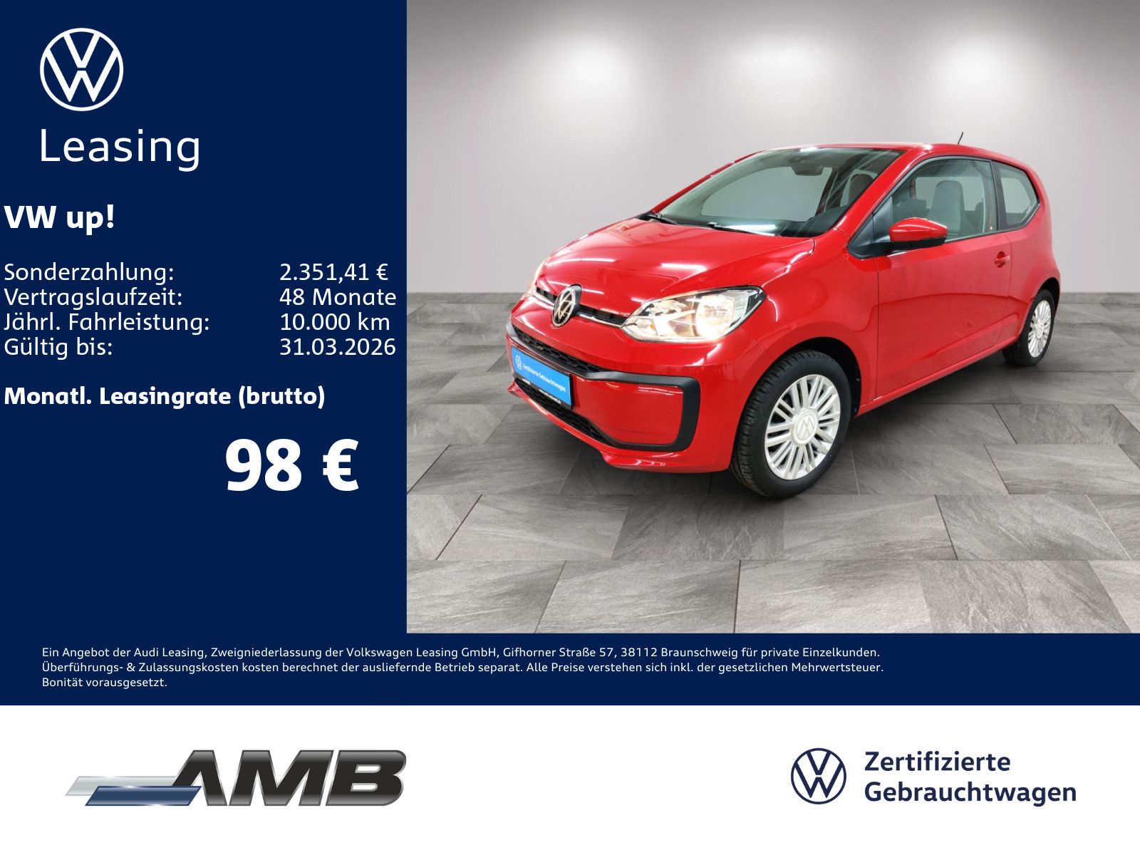 Volkswagen up! 1.0 Navi/Klima/15Zoll-Alufelgen
