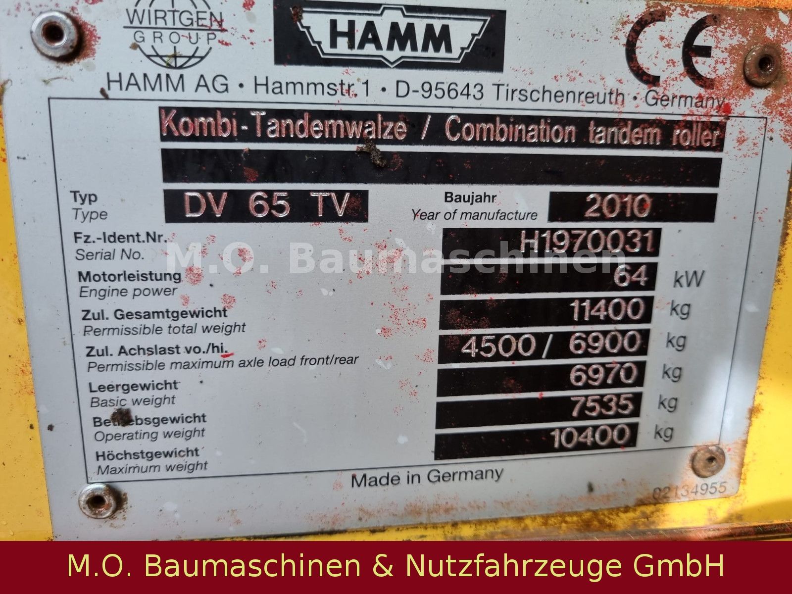Fahrzeugabbildung Hamm DV 65 TV /10,4T / Kombiwalze /