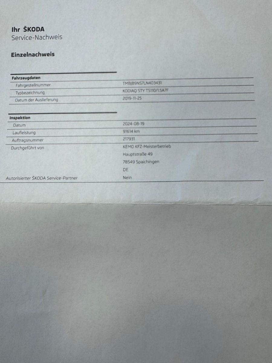 Fahrzeugabbildung SKODA Kodiaq Style  /AHK/1.HAND/SCHECKHEFT/NAVI