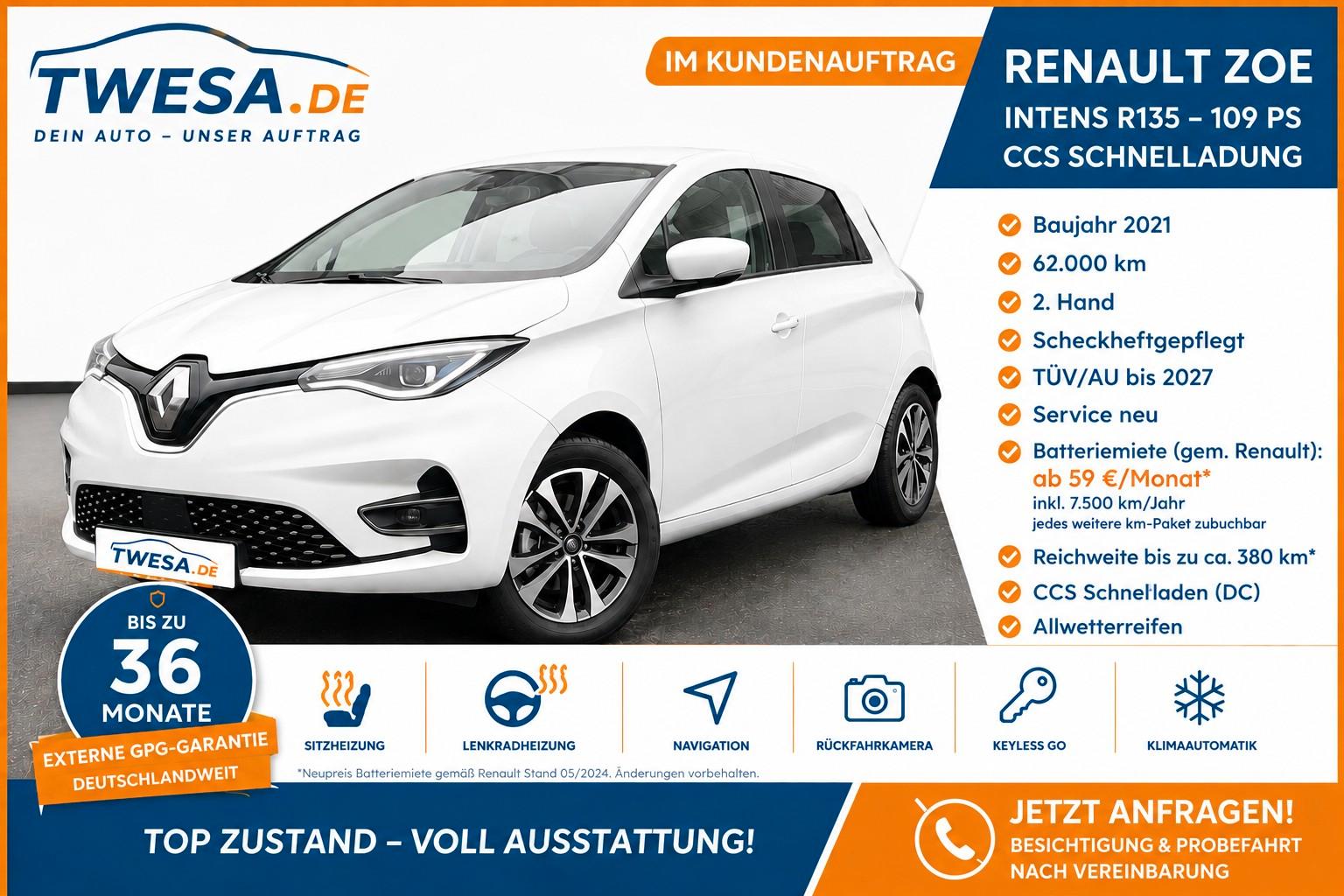 Renault ZOE Zoe Intens *VOLLAUSS* Lenkradhz * TOP *CCS
