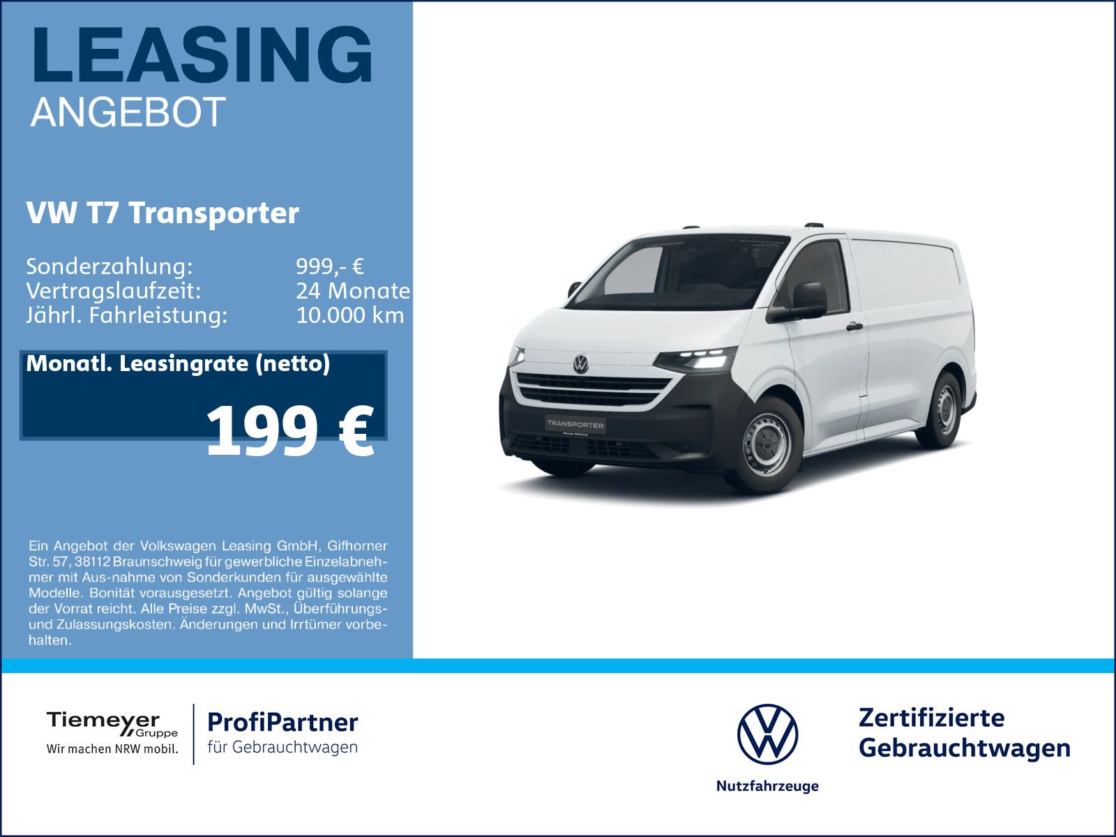 Volkswagen T7 Transporter Kasten 3-SITZE ALLWETTER KAMERA