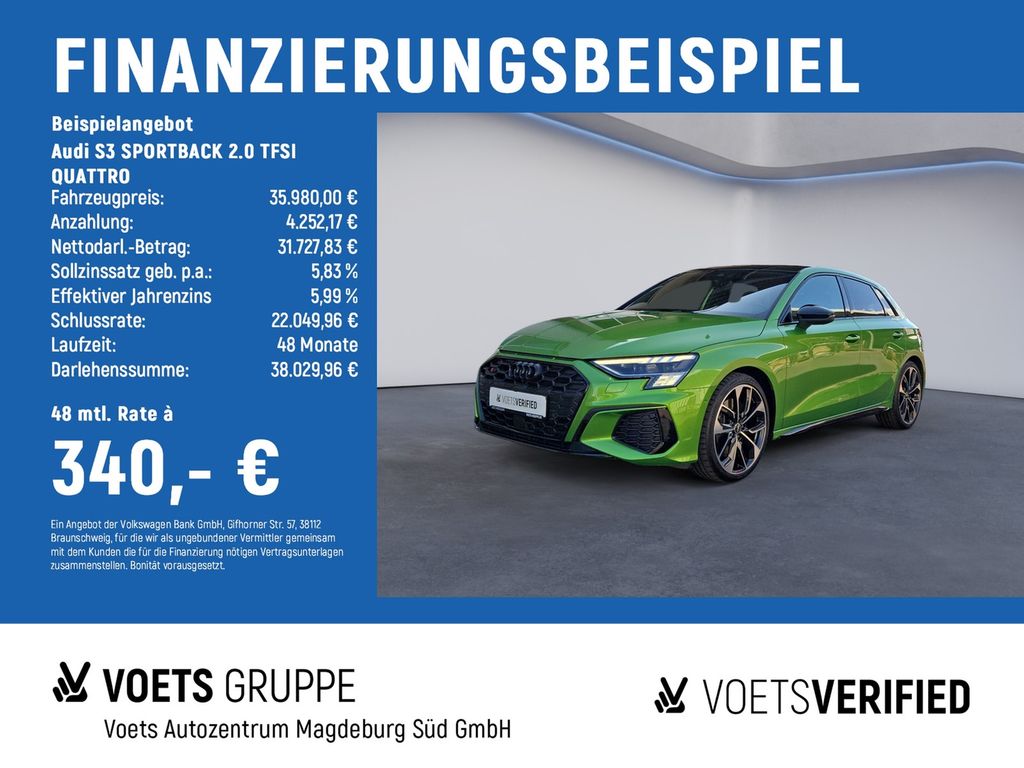 Audi S3 SPORTBACK 2.0 TFSI QUATTRO MATRIX+PANO+B&O