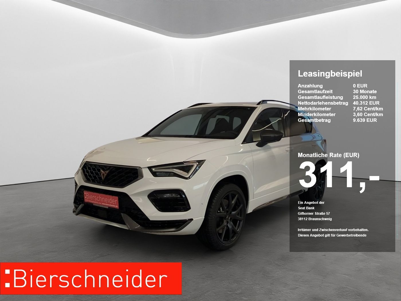 Cupra Ateca 2.0 TSI DSG 4Drive VZ ab 259.-netto Busine