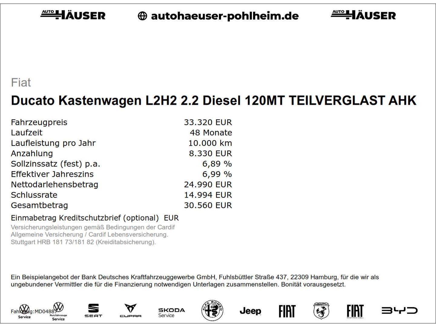 Fiat Ducato Kastenwagen L2H2 2.2 Diesel 120MT TEILVER imagem 2