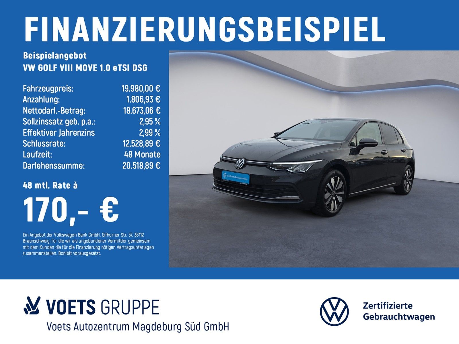 Volkswagen GOLF VIII MOVE 1.0 eTSI DSG LED+APP-CON+PDC