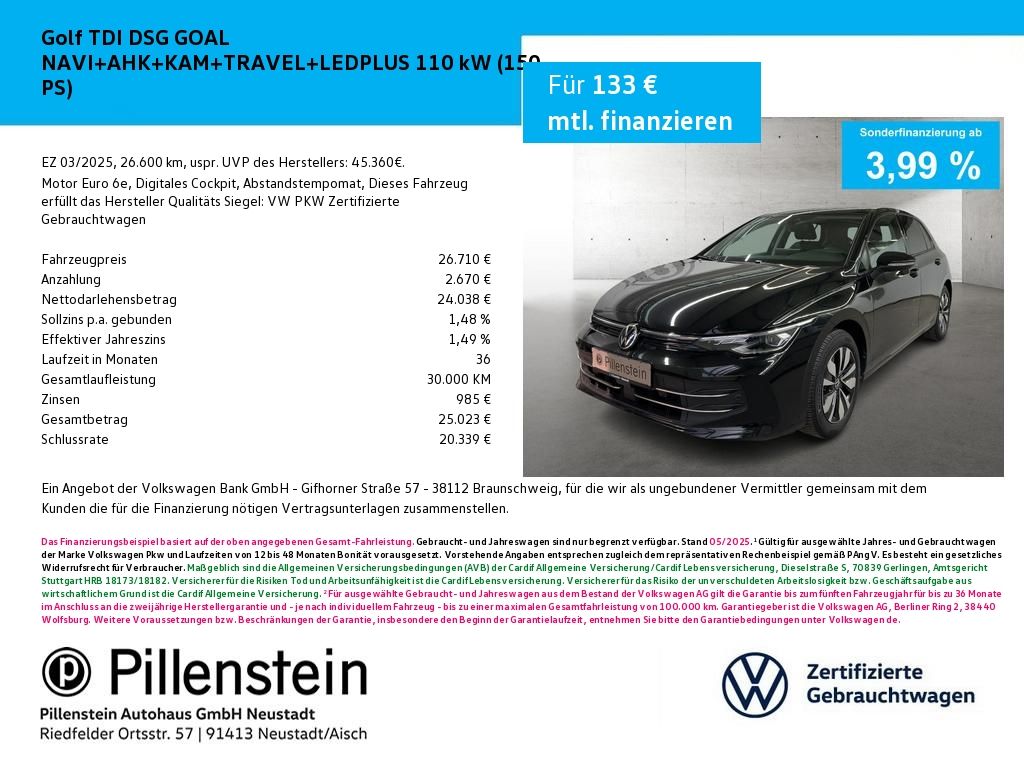 Volkswagen Golf TDI DSG GOAL NAVI AHK KAM TRAVEL LEDPLUS foto 1