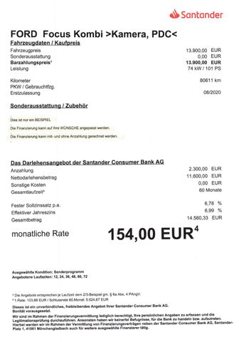 Fahrzeugabbildung Ford Focus Turnier >NAV/LED/KAM/PDC/SHZ<