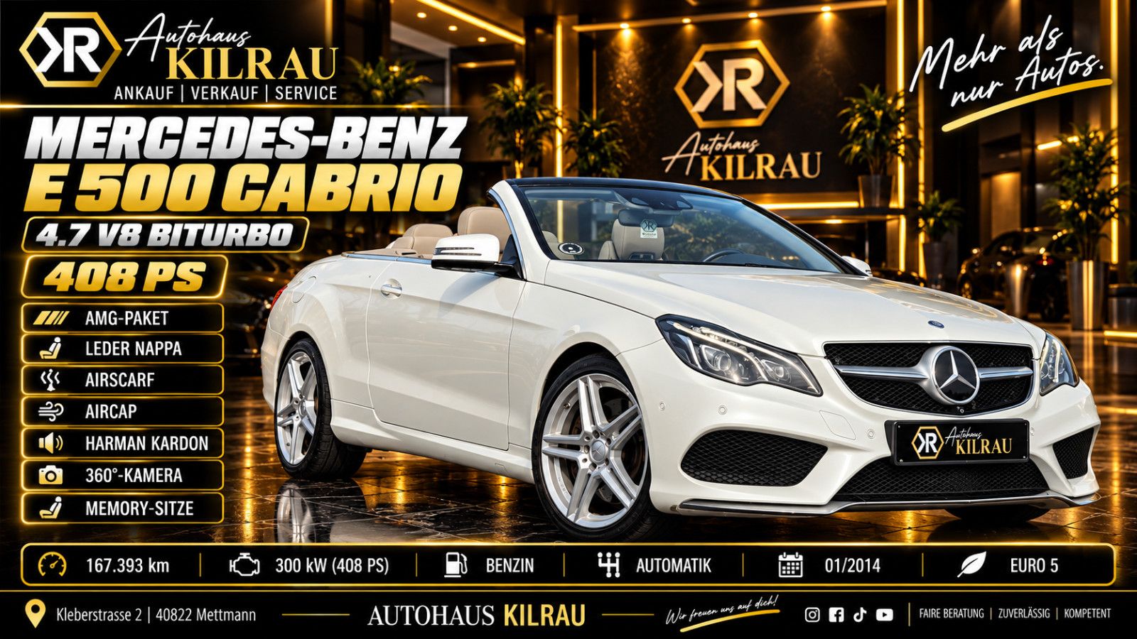 MERCEDES-BENZ E 500 Cabrio AMG Paket 360° V8 A207 Facelift