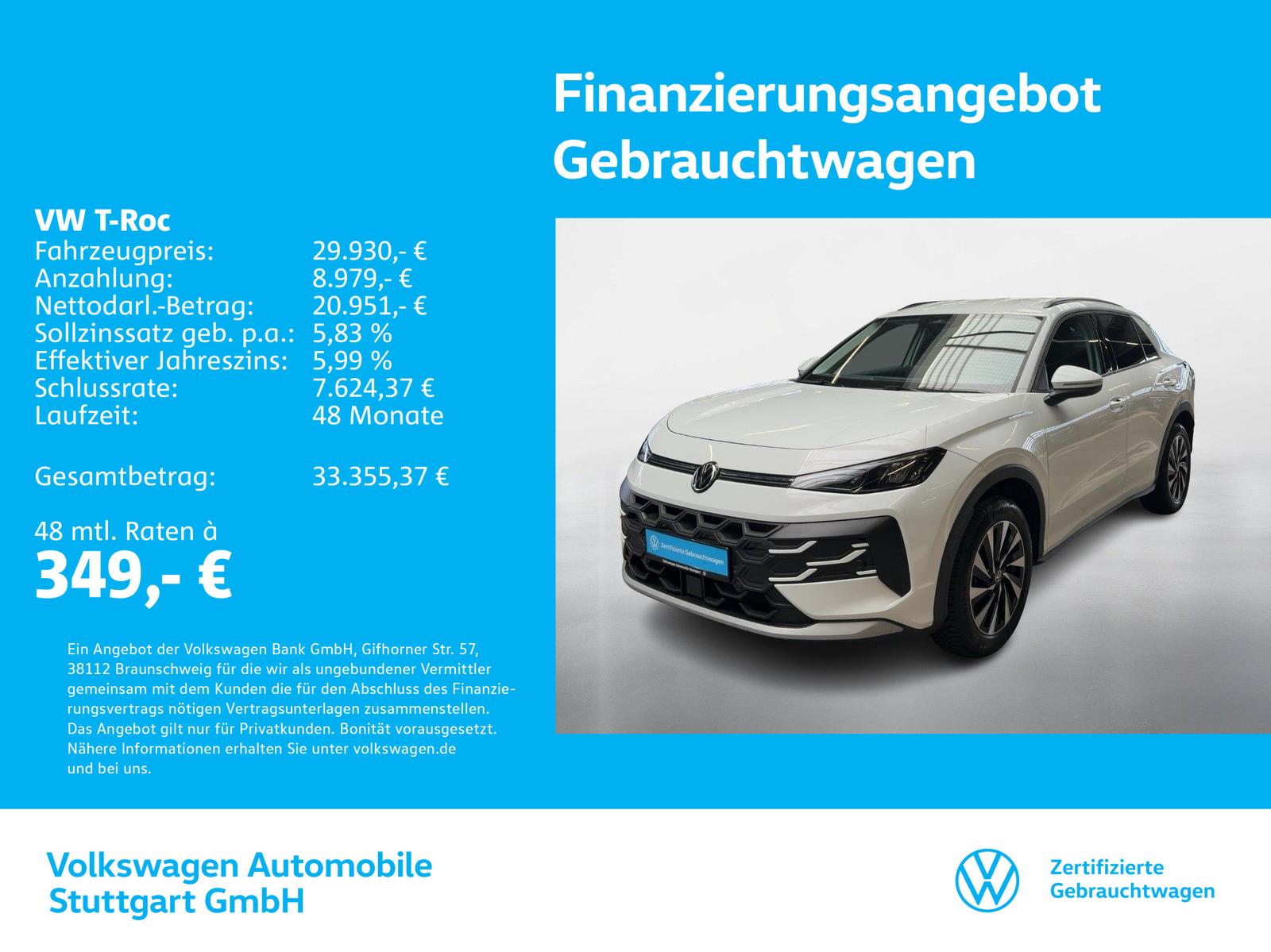 Volkswagen T-Roc Life 1.5 TSI DSG Navi Kamera