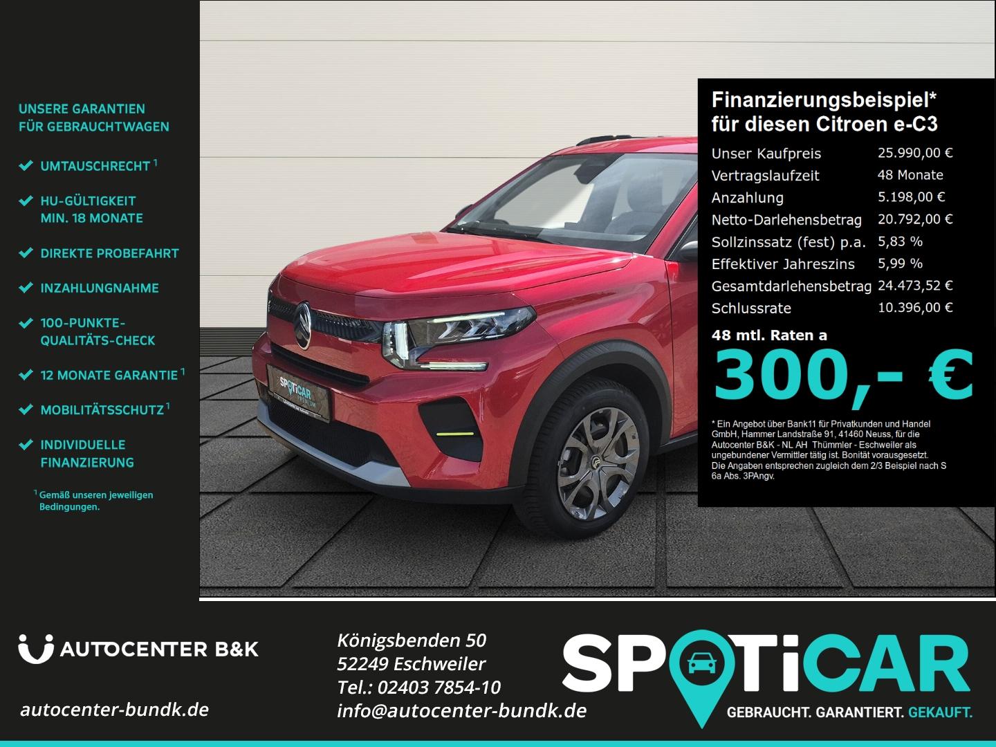 Citroën e-C3 113 Standard-Range MAX Navi GJR Apple CarPl