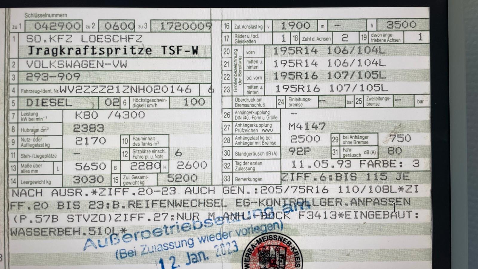 Volkswagen LT 50*Feuerwehr*1.Hand*19.678 Km