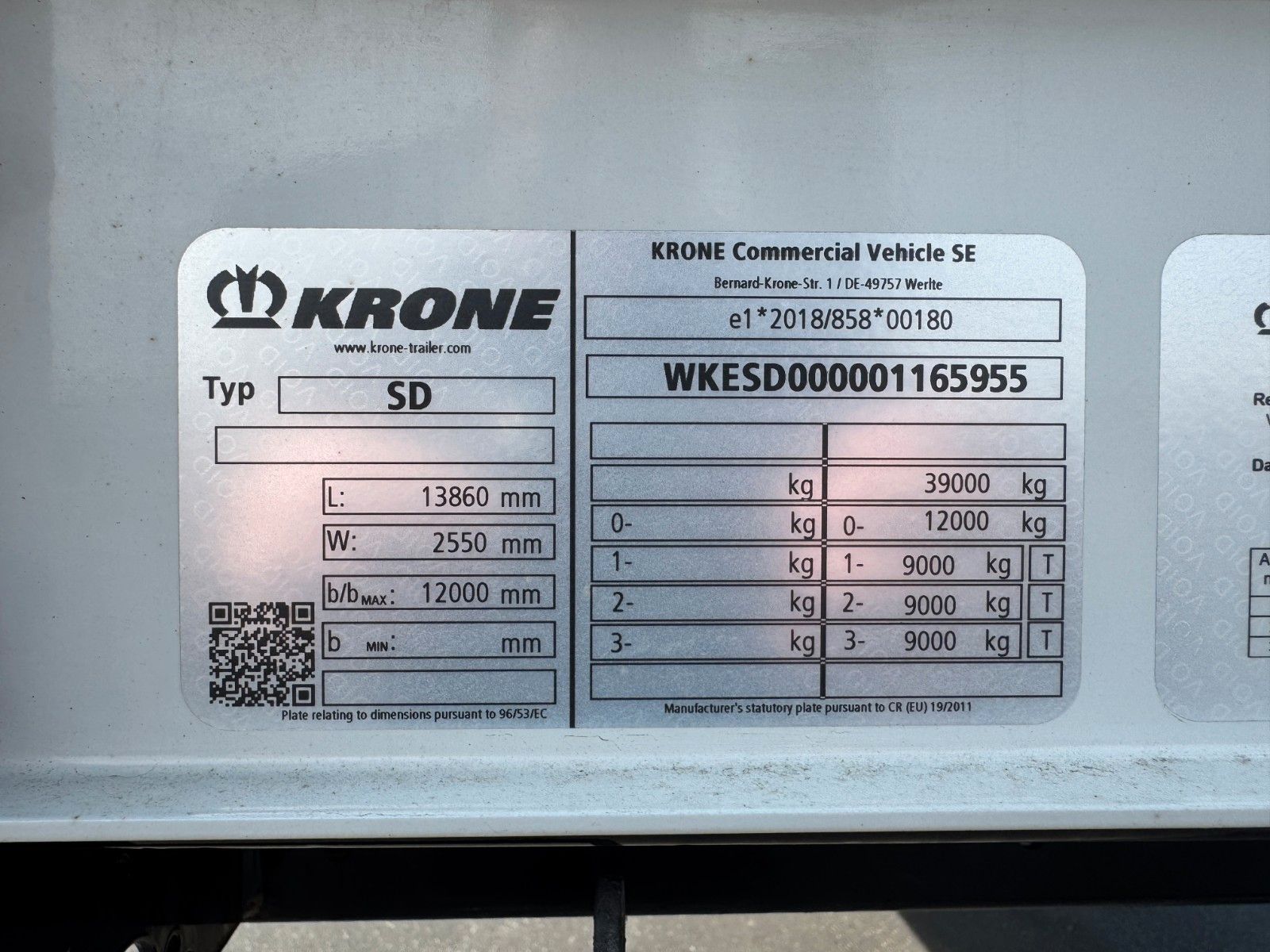 Fahrzeugabbildung Krone SD Auflieger 2x Lift Palettenkasten Schiebeverd.