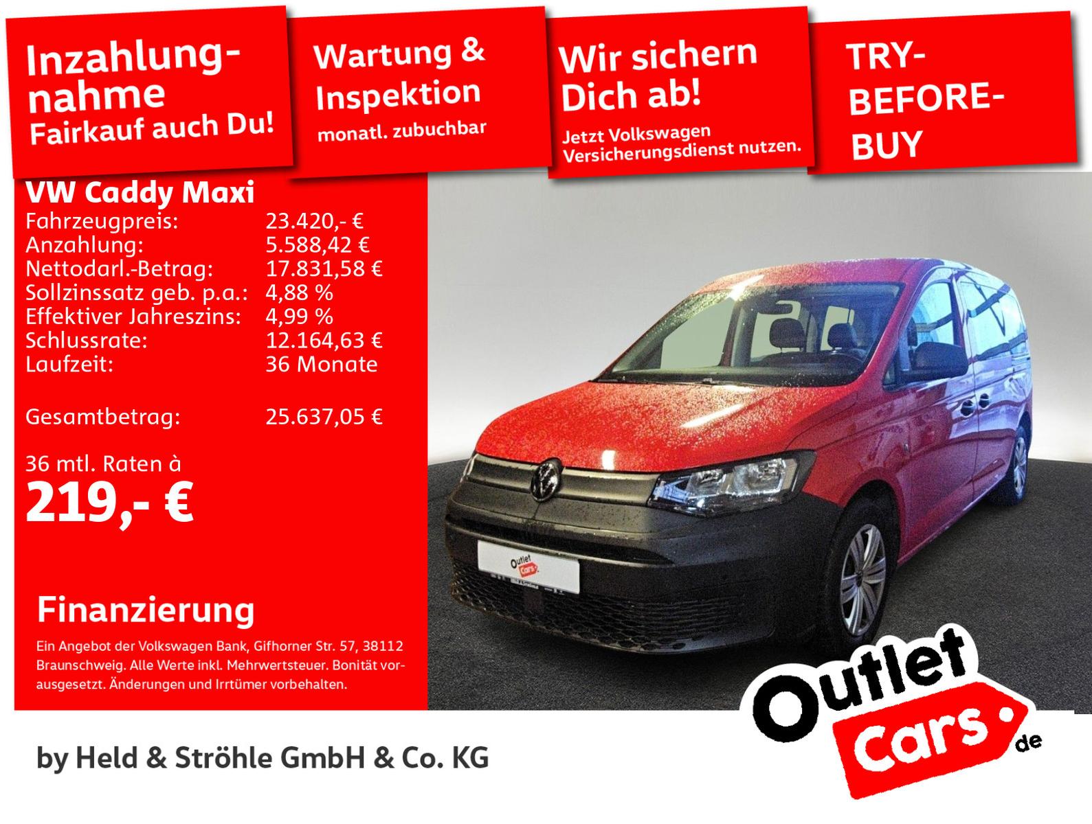 Volkswagen Caddy Maxi 5-Sitzer 2.0 TDI NAVI ACC R-KAM SHZ