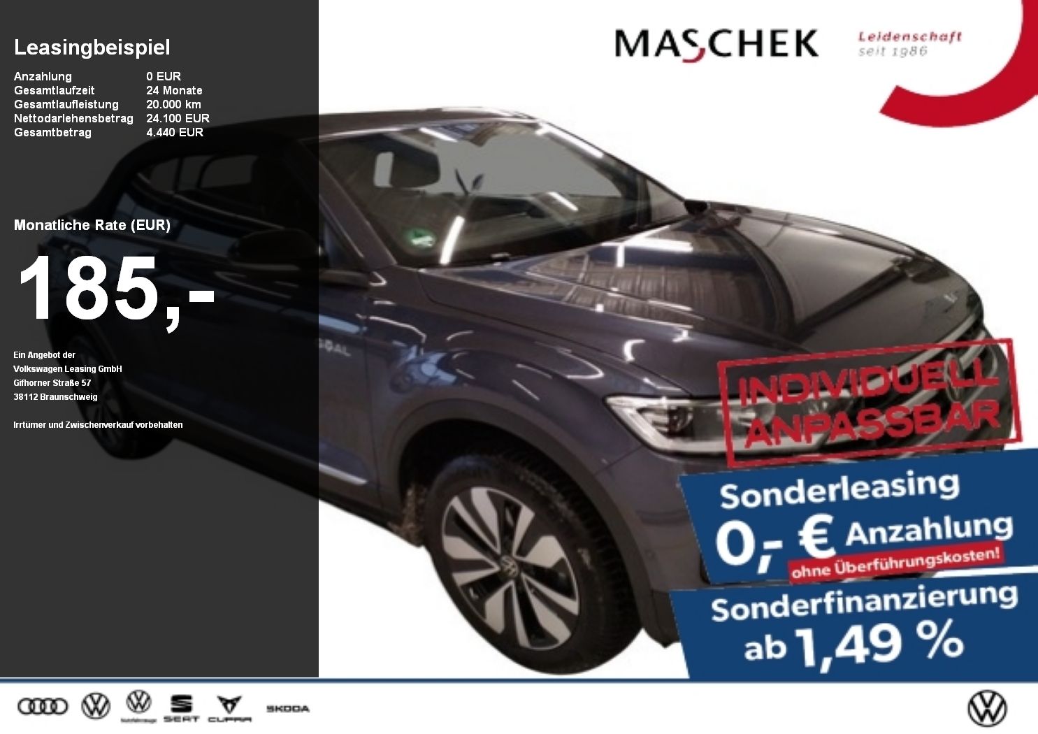 Volkswagen T-Roc Cabriolet Goal 1.0 TSI Sonderleasing Ansch