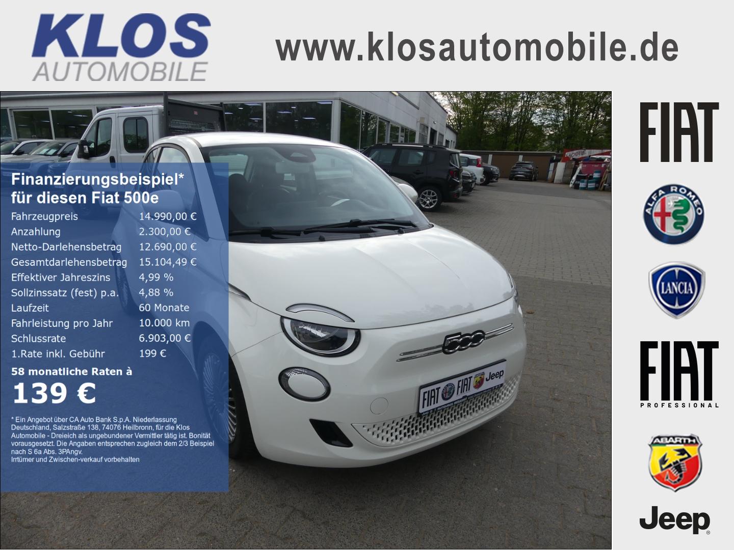 Fiat 500e ICON 23,8kWh 95PS NAVI CARPLAY KLIMAAUTO AL