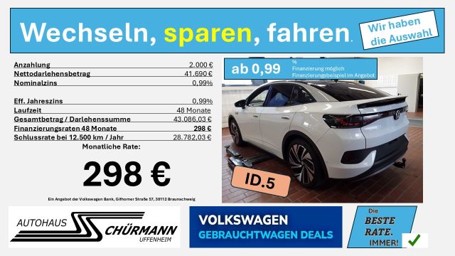 Volkswagen ID.5 Pro Perform. 77 kWh 150 kW Pro Navi 0,99%